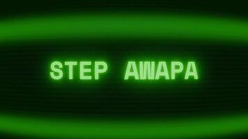 vecchio verde crt schermo mostrando testo passo lontano apparendo nel casuale problema tecnico e codifica stile video