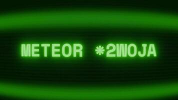 gammal grön crt skärm som visar text meteor dusch visas i slumpmässig tekniskt fel och kodning stil video