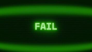 vecchio verde crt schermo mostrando testo fallire apparendo nel casuale problema tecnico e codifica stile video