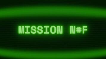 antiguo verde crt pantalla demostración texto misión final apareciendo en aleatorio falla y codificación estilo video