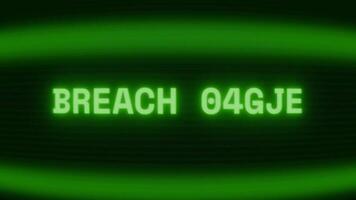 gammal grön crt skärm som visar text brott varna visas i slumpmässig tekniskt fel och kodning stil video