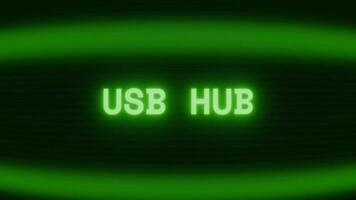 vecchio verde crt schermo mostrando testo USB centro apparendo nel casuale problema tecnico e codifica stile video