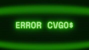 Old green TV screen showing text ERROR CODE appearing in random glitch and coding style video