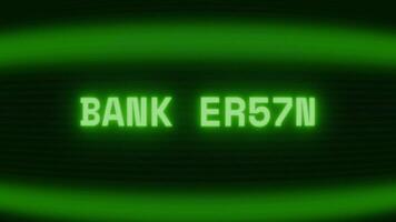 oud groen crt scherm tonen tekst bank fout verschijnen in willekeurig glitch en codering stijl video