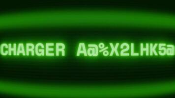 gammal grön crt skärm som visar text laddare koppla ifrån visas i slumpmässig tekniskt fel och kodning stil video