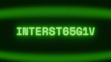 oud groen crt scherm tonen tekst interstellair verschijnen in willekeurig glitch en codering stijl video