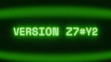 gammal grön crt skärm som visar text version kolla upp visas i slumpmässig tekniskt fel och kodning stil video