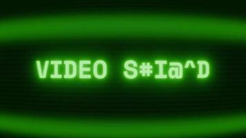 Old green CRT screen showing text STREAM appearing in random glitch and coding style video