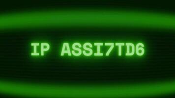 gammal grön crt skärm som visar text ip tilldelad visas i slumpmässig tekniskt fel och kodning stil video