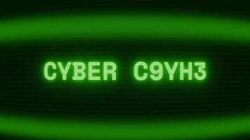 gammal grön crt skärm som visar text cyber brottslighet visas i slumpmässig tekniskt fel och kodning stil video