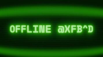 antiguo verde crt pantalla demostración texto desconectado estado apareciendo en aleatorio falla y codificación estilo video
