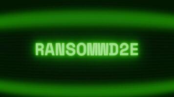 gammal grön crt skärm som visar text Ransomware visas i slumpmässig tekniskt fel och kodning stil video