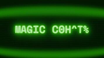 gammal grön TV skärm som visar text magi cirkel visas i slumpmässig tekniskt fel och kodning stil video