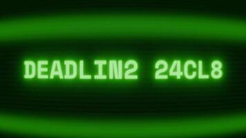 velho verde crt tela mostrando texto data limite hoje aparecendo dentro aleatória falha e codificação estilo video
