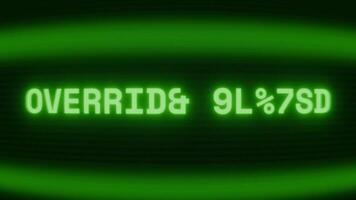antiguo verde crt pantalla demostración texto anular activo apareciendo en aleatorio falla y codificación estilo video