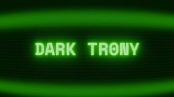 Old green CRT screen showing text DARK TRUTH appearing in random glitch and coding style video