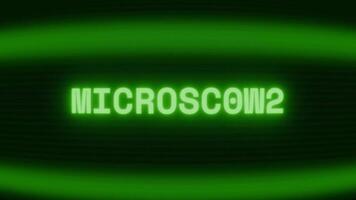 alt Grün crt Bildschirm zeigen Text Mikroskop erscheint im zufällig Panne und Codierung Stil video