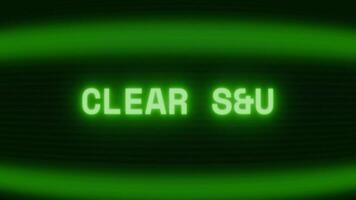 gammal grön crt skärm som visar text klar himmel visas i slumpmässig tekniskt fel och kodning stil video