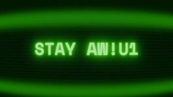 vecchio verde crt schermo mostrando testo restare lontano apparendo nel casuale problema tecnico e codifica stile video