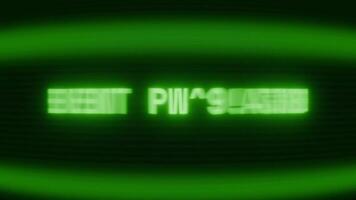 alt Grün crt Bildschirm zeigen Text Veranstaltung verschoben erscheint im zufällig Panne und Codierung Stil video