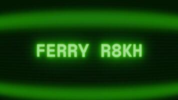 gammal grön crt skärm som visar text färja rida visas i slumpmässig tekniskt fel och kodning stil video