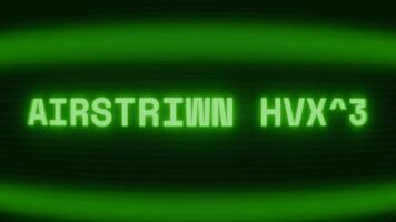 oud groen crt scherm tonen tekst luchtaanval klaar verschijnen in willekeurig glitch en codering stijl video