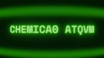 gammal grön crt skärm som visar text kemisk spill visas i slumpmässig tekniskt fel och kodning stil video