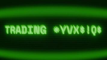 velho verde crt tela mostrando texto negociação plataforma aparecendo dentro aleatória falha e codificação estilo video