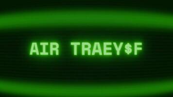 gammal grön crt skärm som visar text luft trafik visas i slumpmässig tekniskt fel och kodning stil video