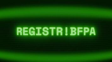 gammal grön crt skärm som visar text registrering visas i slumpmässig tekniskt fel och kodning stil video