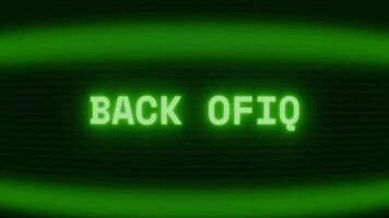 gammal grön crt skärm som visar text tillbaka av visas i slumpmässig tekniskt fel och kodning stil video