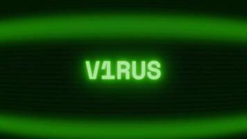 antiguo verde crt pantalla demostración texto v1rus apareciendo en aleatorio falla y codificación estilo video
