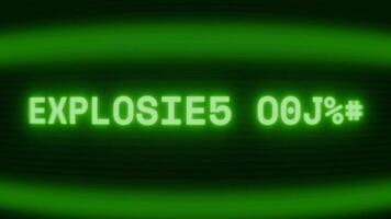 alt Grün crt Bildschirm zeigen Text Explosion Risiko erscheint im zufällig Panne und Codierung Stil video