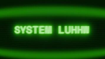 antiguo verde crt pantalla demostración texto sistema colgar apareciendo en aleatorio falla y codificación estilo video