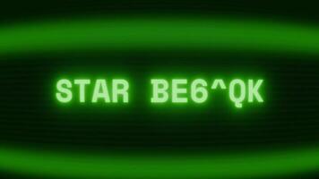 velho verde televisão tela mostrando texto Estrela seres aparecendo dentro aleatória falha e codificação estilo video