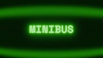 gammal grön crt skärm som visar text minibus visas i slumpmässig tekniskt fel och kodning stil video