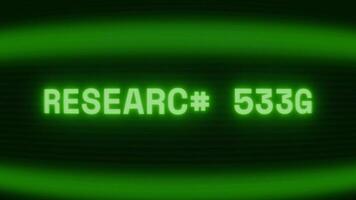 oud groen crt scherm tonen tekst Onderzoek team verschijnen in willekeurig glitch en codering stijl video