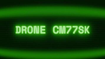 gammal grön crt skärm som visar text Drönare kamera visas i slumpmässig tekniskt fel och kodning stil video