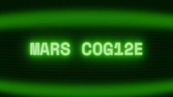 vieux vert la télé écran montrant texte Mars colonie apparaissant dans Aléatoire pépin et codage style video