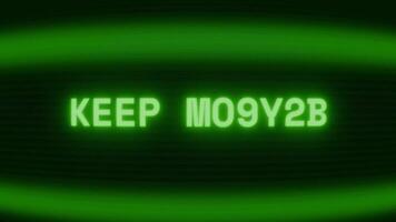 gammal grön crt skärm som visar text ha kvar rör på sig visas i slumpmässig tekniskt fel och kodning stil video