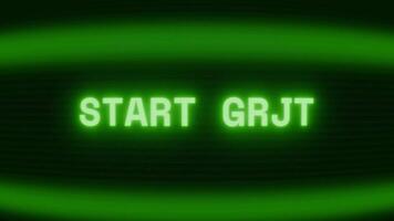 gammal grön crt skärm som visar text Start spel visas i slumpmässig tekniskt fel och kodning stil video