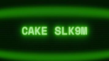 gammal grön crt skärm som visar text kaka skiva visas i slumpmässig tekniskt fel och kodning stil video