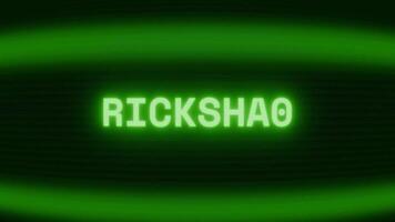 gammal grön crt skärm som visar text riksha visas i slumpmässig tekniskt fel och kodning stil video