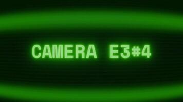 velho verde crt tela mostrando texto Câmera lente aparecendo dentro aleatória falha e codificação estilo video