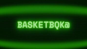 alt Grün crt Bildschirm zeigen Text Basketball erscheint im zufällig Panne und Codierung Stil video