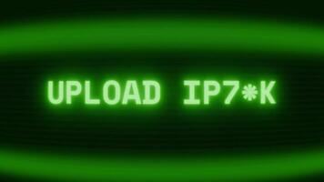 gammal grön crt skärm som visar text ladda upp Start visas i slumpmässig tekniskt fel och kodning stil video