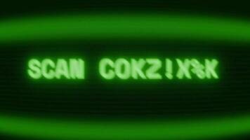 alt Grün crt Bildschirm zeigen Text Scan Komplett erscheint im zufällig Panne und Codierung Stil video