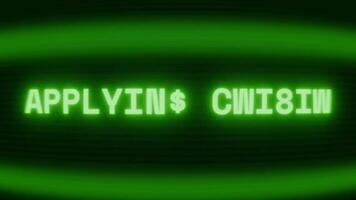 antiguo verde crt pantalla demostración texto aplicando actualizar apareciendo en aleatorio falla y codificación estilo video