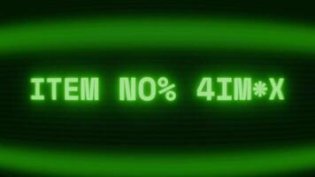 oud groen crt scherm tonen tekst item niet gevonden verschijnen in willekeurig glitch en codering stijl video