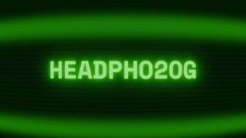 gammal grön crt skärm som visar text hörlurar visas i slumpmässig tekniskt fel och kodning stil video